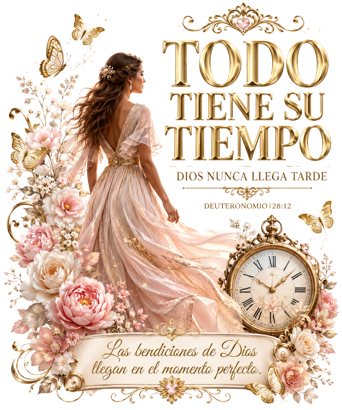 Todo Tiene Su Tiempo — Set de 6 Stickers Impermeables 🌸⏰