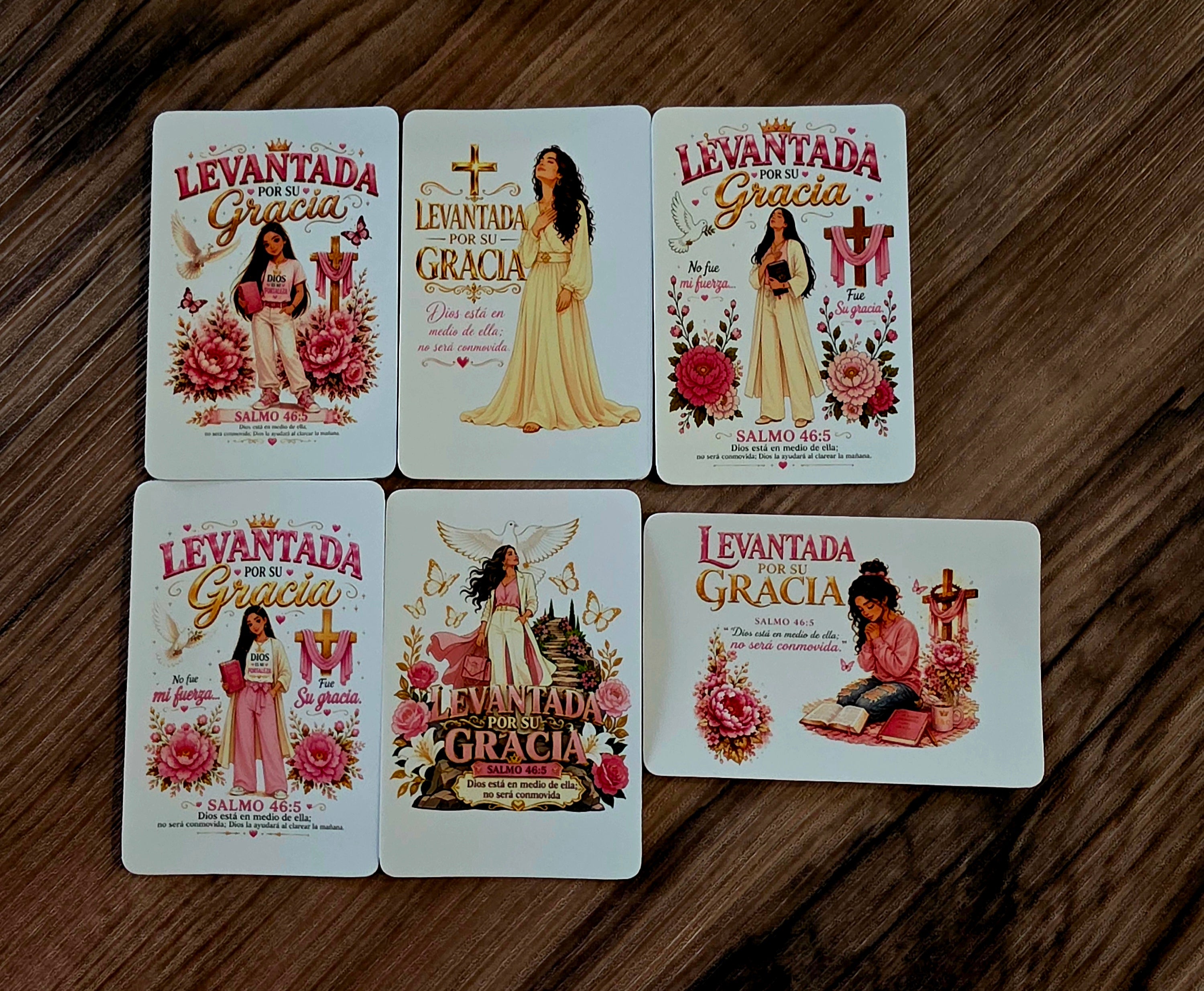🌸 Levantada por Su Gracia — Colección de Stickers Impermeables.    6/pk