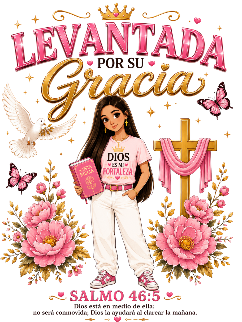 🌸 Levantada por Su Gracia — Colección de Stickers Impermeables.    6/pk