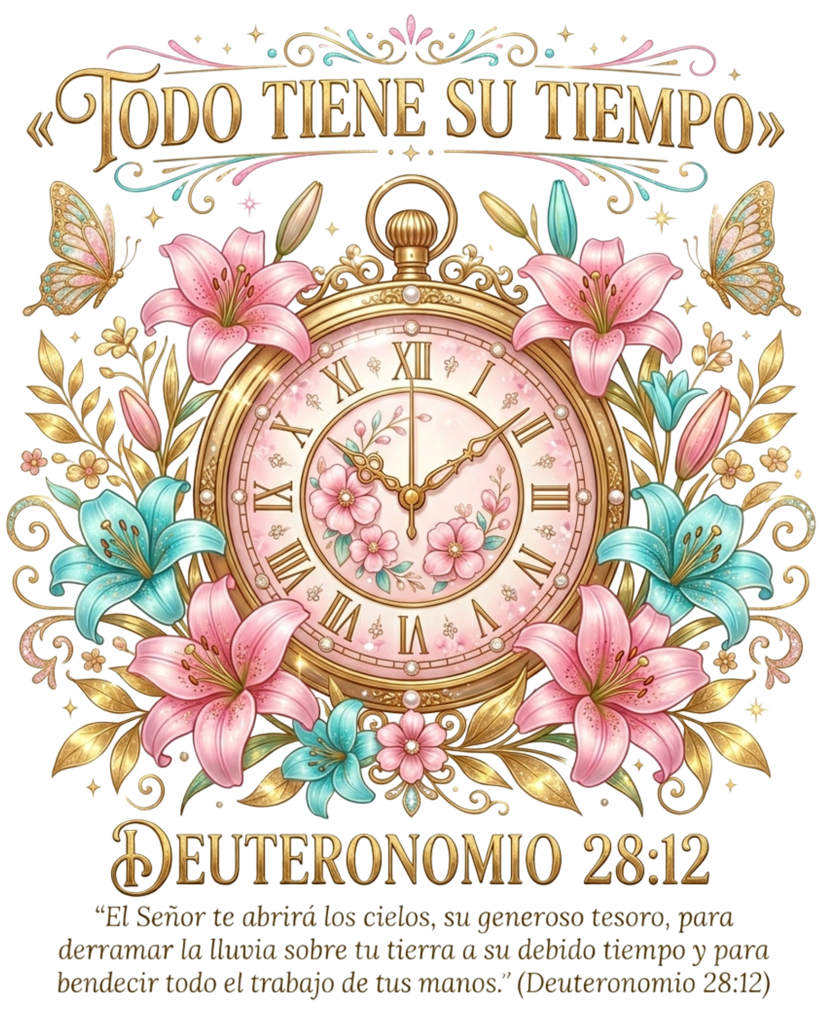 Todo Tiene Su Tiempo — Set de 6 Stickers Impermeables 🌸⏰
