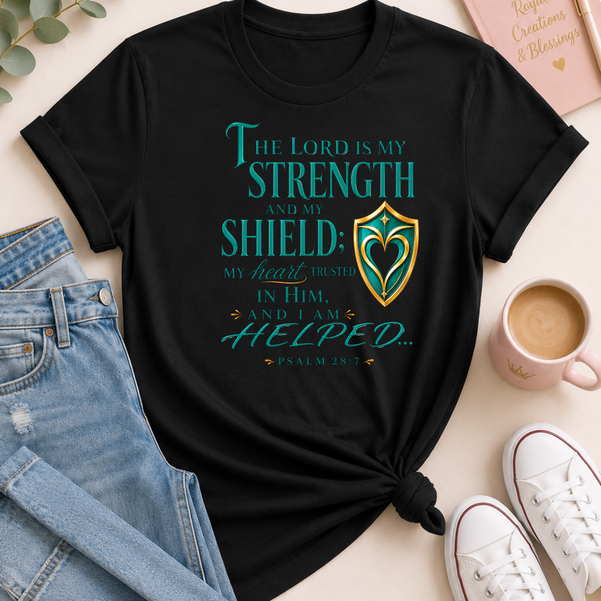 Salmo 28:7 / Psalm 28:7 – Camiseta Cristiana