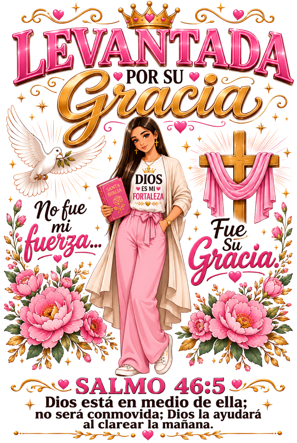 🌸 Levantada por Su Gracia — Colección de Stickers Impermeables.    6/pk